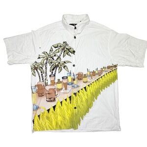 Consensus Sportswear Men's L Tiki Bar Hawaiian Aloha Shirt Cotton Rayon